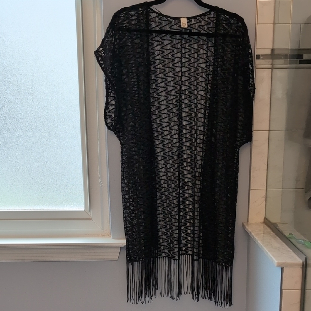 Cato Black Lace Open Cardigan